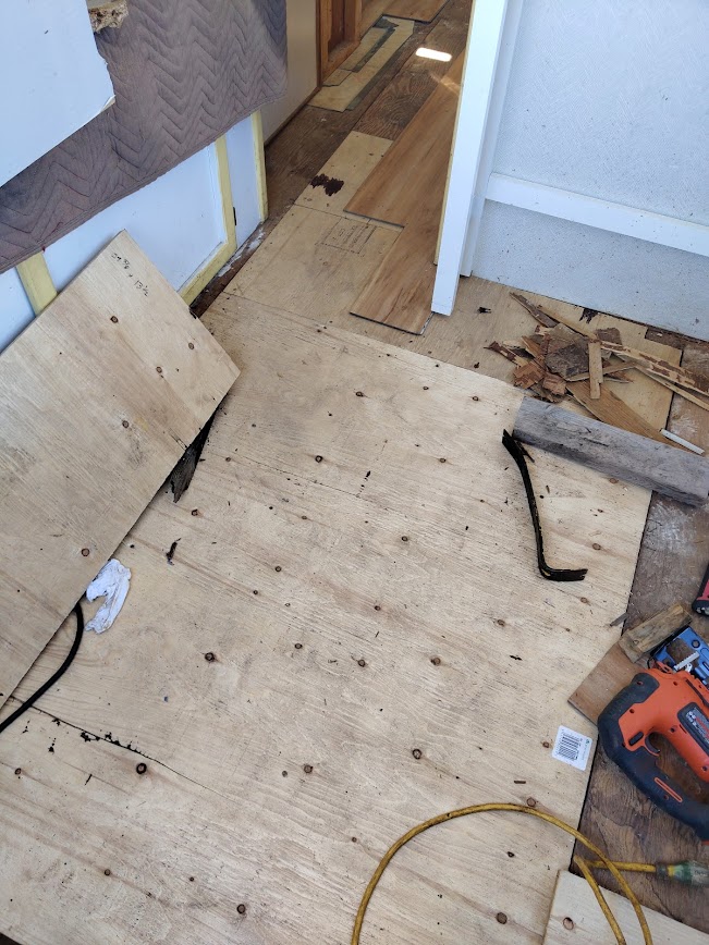 New plywood subfloor laid