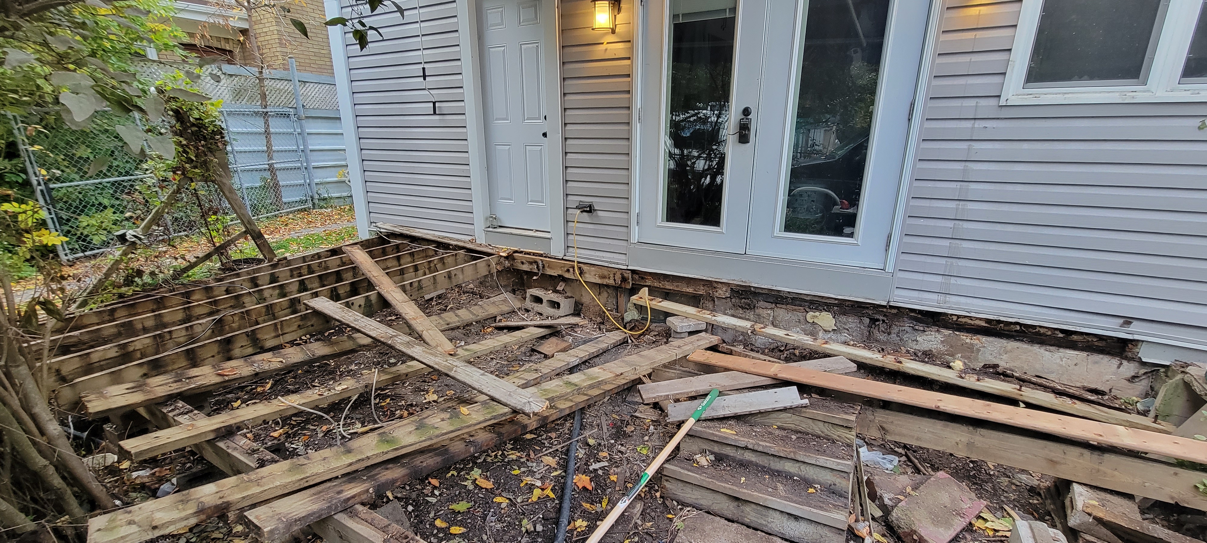 Deck stripped to joists