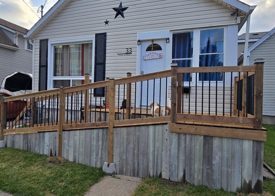 Front porch with new railings